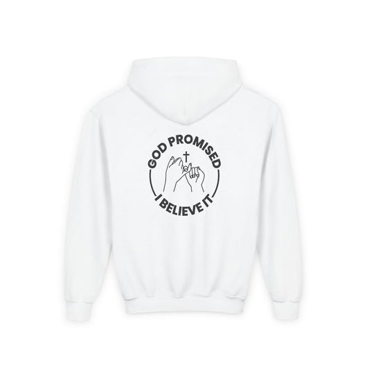 God Promised. I Believe It. ™ Youth Hoodie - Covenant-Inspired Faithwear